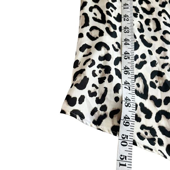 Zara Cream/Black Satin Animal Print V-neck Wrap Dress size Medium - Picture 6 of 6